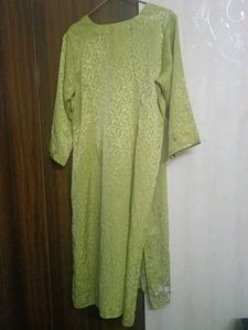 Lime Green Sequined Kurta