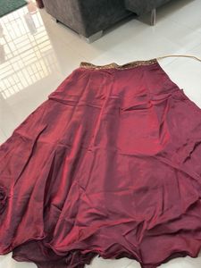 Elegant Burgundy Silk Skirt