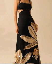 Elegant Tropical Print Maxi Dress