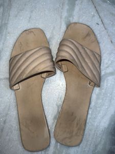 Stylish Beige Slide Sandals