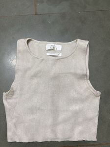Zara Ribbed Cropped Tank Top