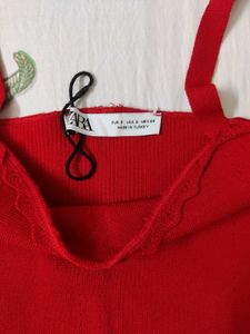 Zara Red Knit Crop Top