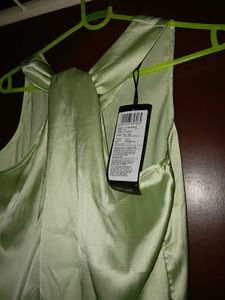 Mint Green Satin Halter Neck Top