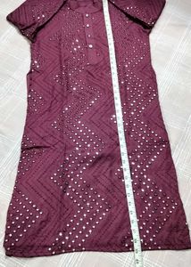 BURGUNDY MIRROR WORK KURTA