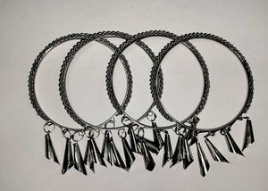Elegant Oxidized Silver Tone Bangles with Tassel C