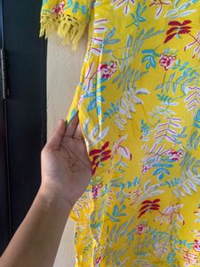 yellow casual cotton kurti
