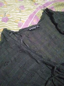 Flowy Dark Grey Ruffle Top