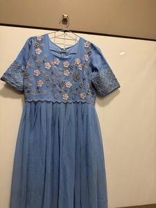 Beautiful Blue Embellished Gown with dupatta