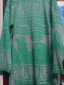 Green &amp; Silver Knit Sweater top
