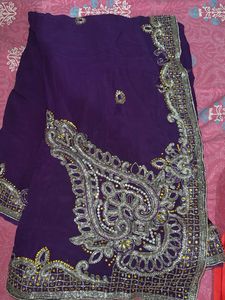 Vintage Embellished Purple Saree