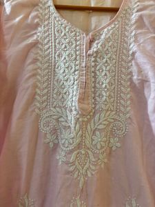 Pink Chikankari Kurta with jeans 👖