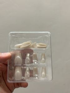 Elegant Press-On Nails with Rhinestones