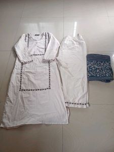 White Embroidered Kurta Set with Dupatta