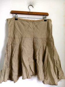 Boho Beige Linen Blend Skirt