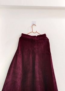 Maroon Corduroy Midi Skirt