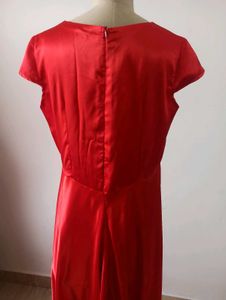Elegant Red Satin Maxi Dress