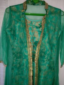 Stunning Teal &amp; Gold Anarkali Suit