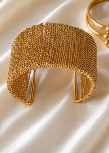 18K Gold Plated Mesh Cuff Bracelet | Anti-Tarnish