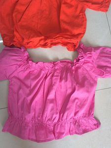 Off-Shoulder Crop Tops (Set of 2)