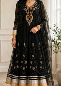 Elegant Black Embroidered Gown