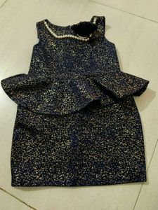Sparkling Navy Blue Peplum frock