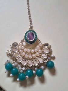 Teal Beaded Maang Tikka