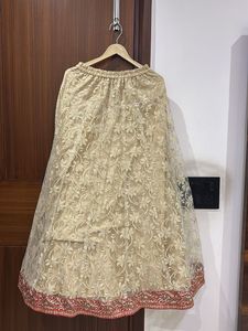 Golden net skirt with red colored border