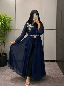 Elegant Navy Blue Embroidered Kurta