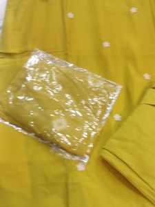 Yellow Embroidered Kurti Set