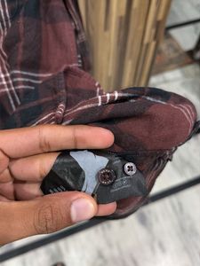 Bear Denim Plaid Flannel Shirt