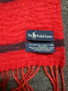 Red &amp; Navy Striped Scarf