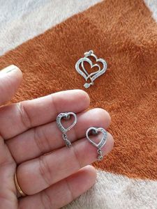 Heart Pendant and Earring Set