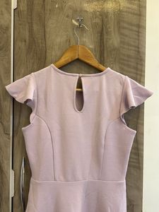 Chic Lilac Flutter Sleeve Dress