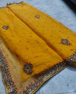Stunning Yellow Embroidered Saree