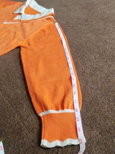 Orange Collared Knit Crop Top for Women