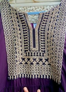 Purple Embroidered Gown