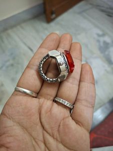 Unique Red Flower Ring with Watch