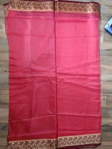 Elegant Red Saree Silk with Palm Border