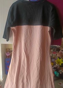 Colorblock T-Shirt Dress with Slogan