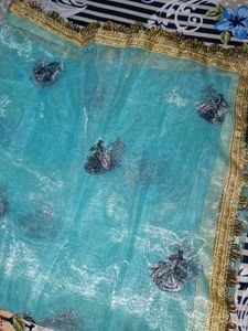 Beautiful Teal Floral dupatta