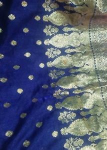Elegant Blue &amp; Gold Banarasi Saree