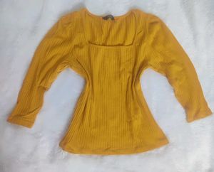 MUSTARD YELLOW RIBBED TOP
