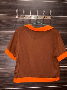 Retro Brown &amp; Orange "Circle" Top