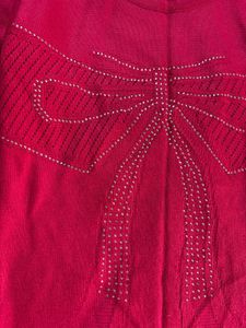 Charming Pink Bow Sweater