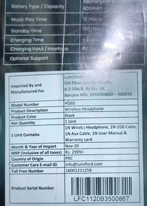 LUMIFORD Wireless Headphone New Sealed Box