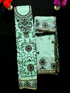 Embroidered Sequin Work Semi Stitched Suit