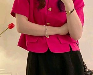Pink Heart Button Blazer