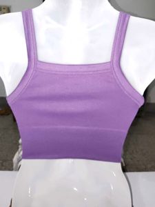 Glassons Purple Seamless Ribbed Cami Crop Top (Siz