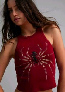 Newme Red Spider Graphic Crop Top