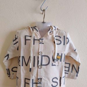 Stylish Hooded Letter Print Shirt